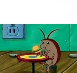 Cockroach eating hamburger