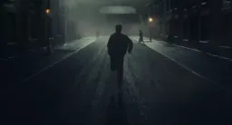 مرد درحال دویدن در تاریکی