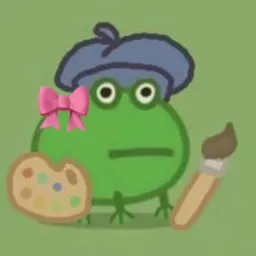 قورباغه نقاش با یک پاپیون بر روی سرش