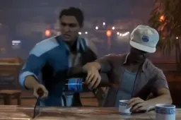 ساب زیرو و مرد در حال جنگیدن و مرد بغلی در حال نوشیدن