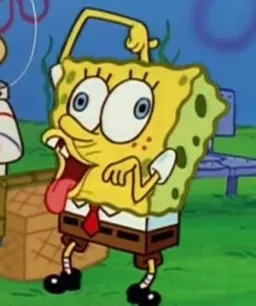 Sponge Bob dipping his finger into his holes