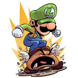 Luigi killing mushroom