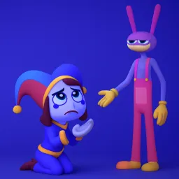 pomni sad and Jax happy