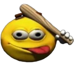 ایموجی زرد در حال زدن چوب‌ بیس‌بال به کله خود