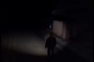 Walking at night with flashlight