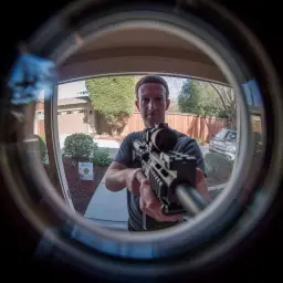 Mark zakerberg with gun behind door