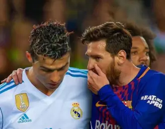 Messi talking to Ronaldo