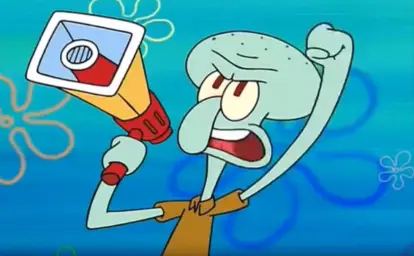 Squidward with a megaphone