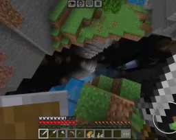 Boy playing minecraft and screaming