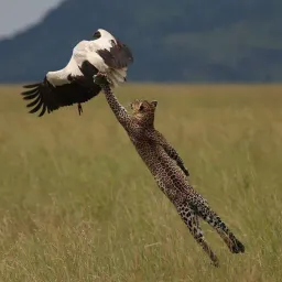  A leopard being hunted by an eagle