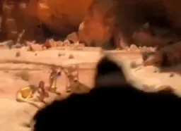 Caveman fleeing animals