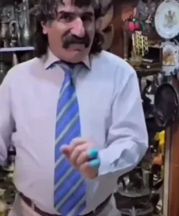 مرد با ریش و سیبیل زیاد در حال رقص