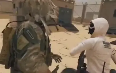 Punching a soldier in the face