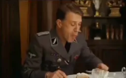 Man while eating food while talking