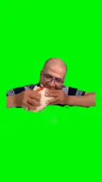 Eating sandwich green screen