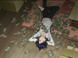 دختر انیمه غرق در پول