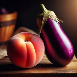 بادمجان و هلو در کنار هم