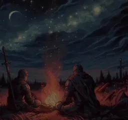 Two knights beside the fire