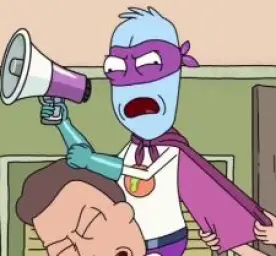 Rick and Morty Eyehole Man get up on outta here