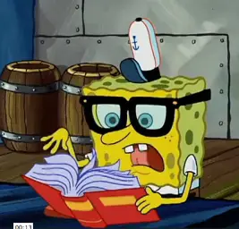 Spongebob reading bullshit probably