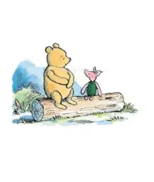 pooh and piglet sitting on a log