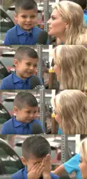 Reporter makes boy cry