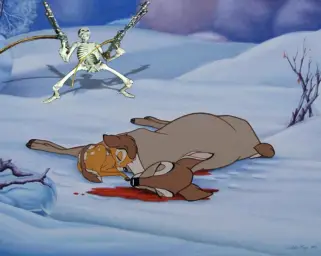 skeleton with guns and bambi