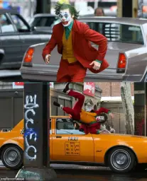 Joker getting hit by taxi