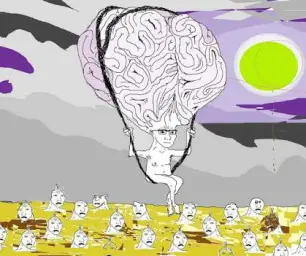 Big Brain Wojak floats over filth