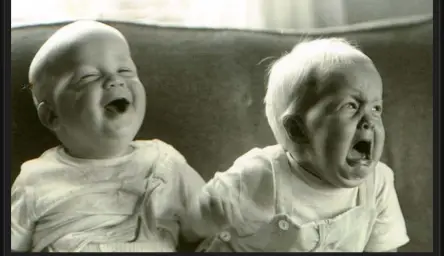 Laugh cry twin babies