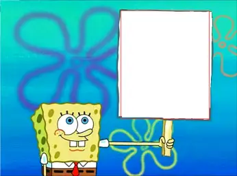 Spongebob with a sign