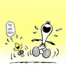 Snoopy and Woodstock laughing