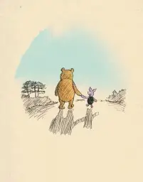 Pooh and Piglet holding hands