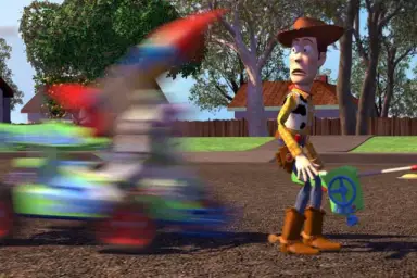 Buzz about to run over Woody