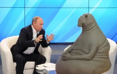 Putin talking to walrus