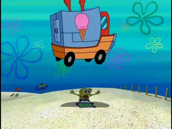 Spongebob squashed by ice cream truck