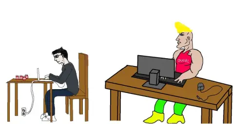 virgin chad desk without hat