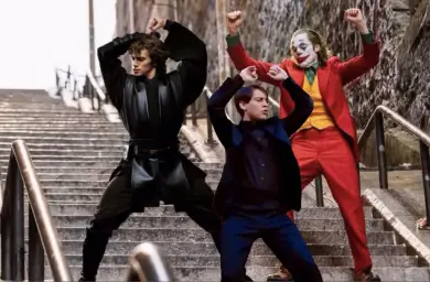 The Joker, Peter Parker and Anakin Skywalker dancing