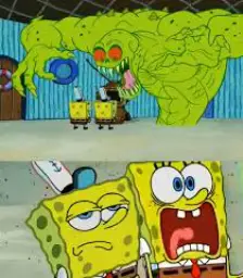 Scared Spongebob and Boomer spongebob