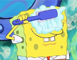 Spongebob brushing eyes