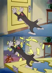 Tom Holds The Door Jerry Is Strong