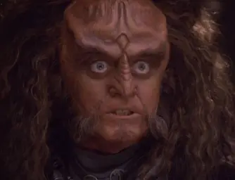 Gowron, His eyes crazy.