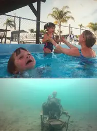 Drowning kid in pool