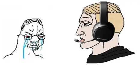 crying wojak vs chad gamer