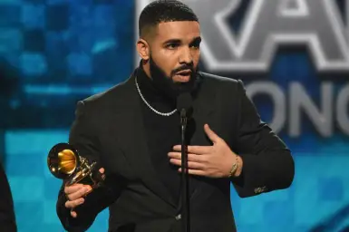 Drake accepting award