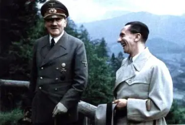 Hitler and Goebbels laughing