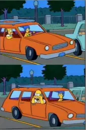 simpsons on car