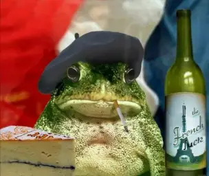 frog french pepe cigarette smoking wine