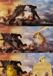 godzilla vs king kong vs bonk vs buff doge