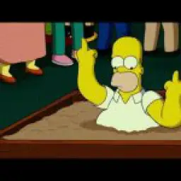 Homer sticking his middle fingers up